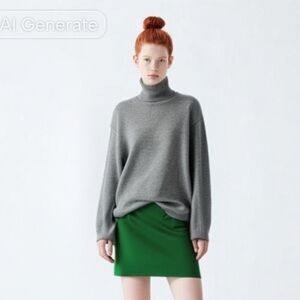 Sutton Studio Gray Cashmere turtleneck Sweater academia quiet luxury